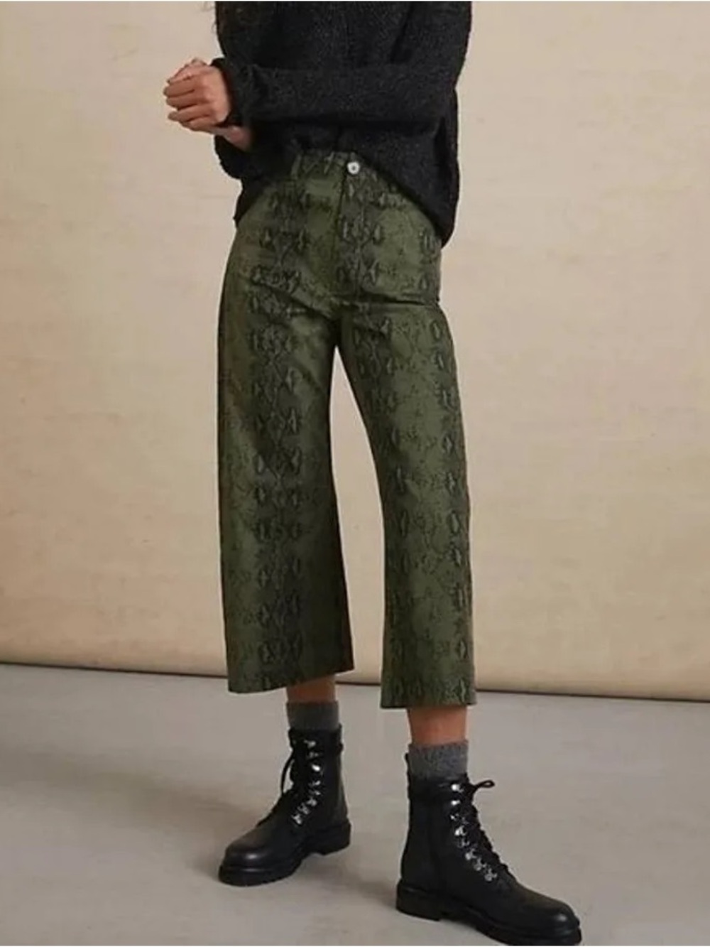 Anthropologie Adelyn Rae Olive Snake Print Pants